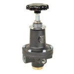 Regulador de presión, 1/2"NPT,  rango de ajuste 5 a 125 psi, Pmax 400 psi, con manómetro, con alivio, para montaje en panel, ajuste mediante volante, IMI Norgren.