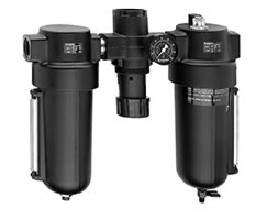 Unidad FRL, 1"npt, dren manual, con manometro, Norgren.