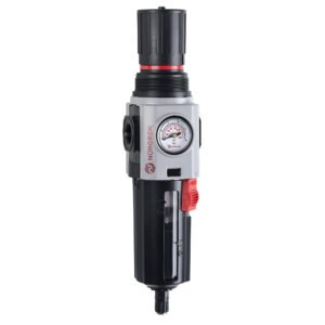 Filtro/Regulador, G1/2, vaso de policarbonato con guarda, dren automático, 40µ (micrones), rango de ajuste 4 a 145 psi, con manómetro, con alivio, Pmax 145 psi, IMI Norgren.